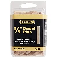 General Tools 840014 1/4-Inch Fluted Wood Dowel Pins, 72 Count (Pack of 1)