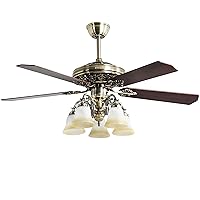 FINXIN Indoor Ceiling Fan Light Fixtures New Bronze Remote LED 52 For Bedroom,Living Room,Dining Room Including Motor,5-Light,5-Blades,Remote Switch