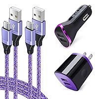 Car Charger Adapter, Wall Plug Charging Cube with 2Pcak Type C Charger Cable Cord for LG Stylo 6/5/4 G8 G7 G6 V60 V50 V40 V35 ThinQ, Samsung Galaxy S24 S23 S22 S21 S20 A15 A20 A10E, Pixel 8/7a/6 Pro