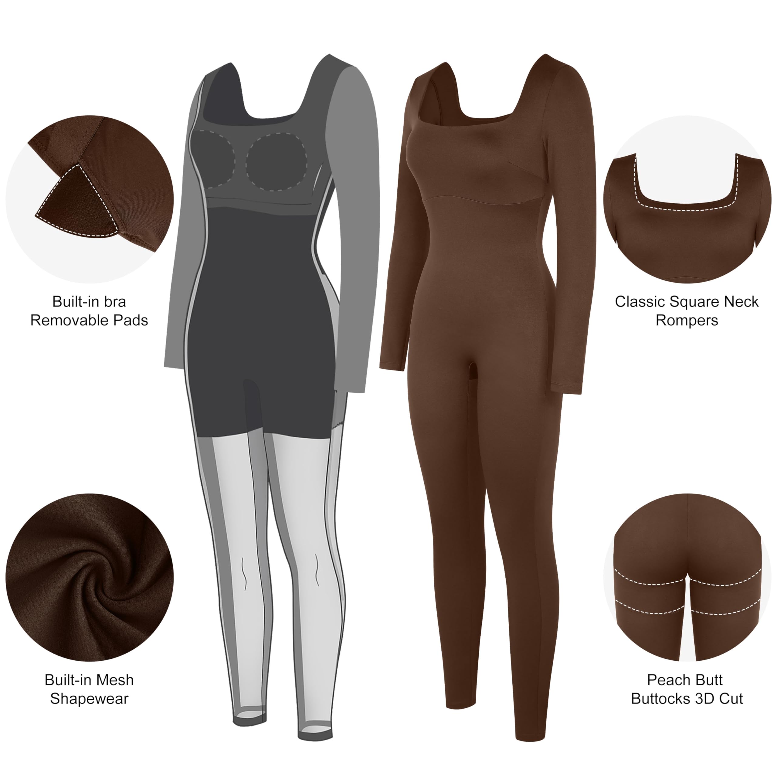 Buy Popilush Shaper Workout Jumpsuit for Women - Built In Shapewear  Sleeveless Bodysuit for Women Square Neck Sports Romper
