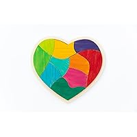 Heart Full of Colors Puzzle - 10 Pieces - Wooden Puzzle for 1+ Year Old - Fill in The Heart - Includes Solution - Calm Puzzle