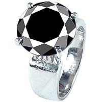 10.15 ct Black Round Real Moissanite Solitaire Engagement & Wedding Ring For Men Size 7.