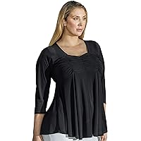 Plus Size Women Gothic Black A Line Flare Ruched Top Shirt Made in USA