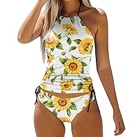 Bathing Suit Tops for Teens Tie Around The Neck 3piece Swimsuit Tankini 2 Piece Normal Swimsuit Backless 2 Pi