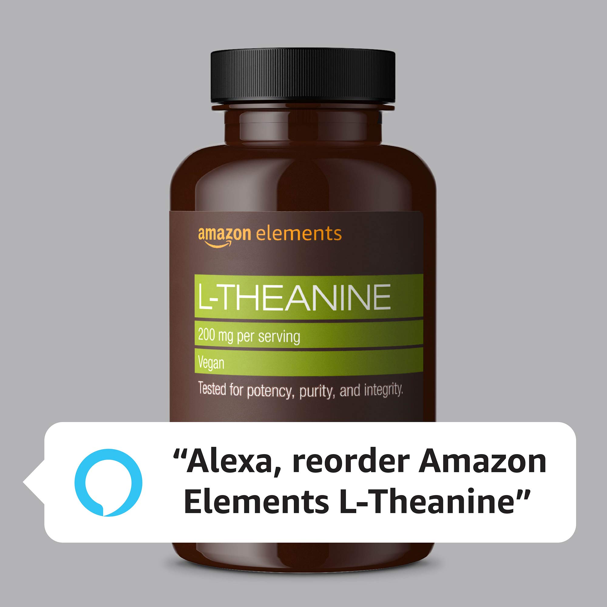 Amazon Elements L-Theanine, 200mg, 60 Capsules, 2 month supply (Packaging may vary)
