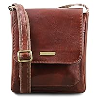 Tuscany Leather Jimmy Leather crossbody bag for men with front pocket
