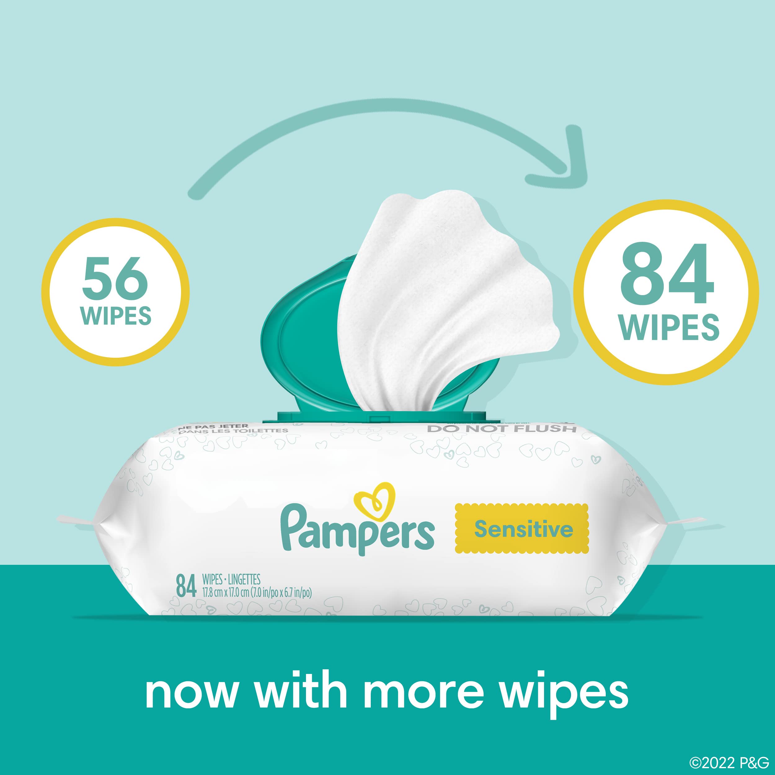 Baby Wipes Refills, 576 count - Pampers Sensitive Water Based Hypoallergenic and Unscented Baby Wipes (Packaging May Vary)