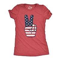 Crazy Dog T-Shirts Womens Peace Sign American Flag Tshirt 4th of July USA Patriotic Party Graphic Tee