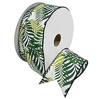 Morex Ribbon Wired Tropical Paradise Ribbon, 1-1/2 inches by 10 Yards, Fern Green, 7565.40/10-607