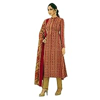 ladyline Womens Casual Printed Salwar Kameez with Chiffon Dupatta Ready to Wear Indian Dress