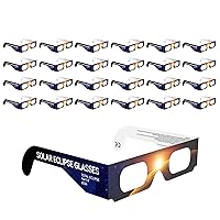 25 Pack Paper Eclipse Glasses, ISO 12312-2:2015(E) & CE Certified Paper Solar Eclipse Glasses, Safety Solar Eclipse Viewing, Direct Sun Observation