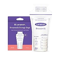 Lansinoh Breastmilk Storage Bags, 50 Count, Easy to Use Breast Milk Storage Bags for Feeding, Presterilized, Hygienically Doubled-Sealed for Refrigeration and Freezing, 6 Ounce