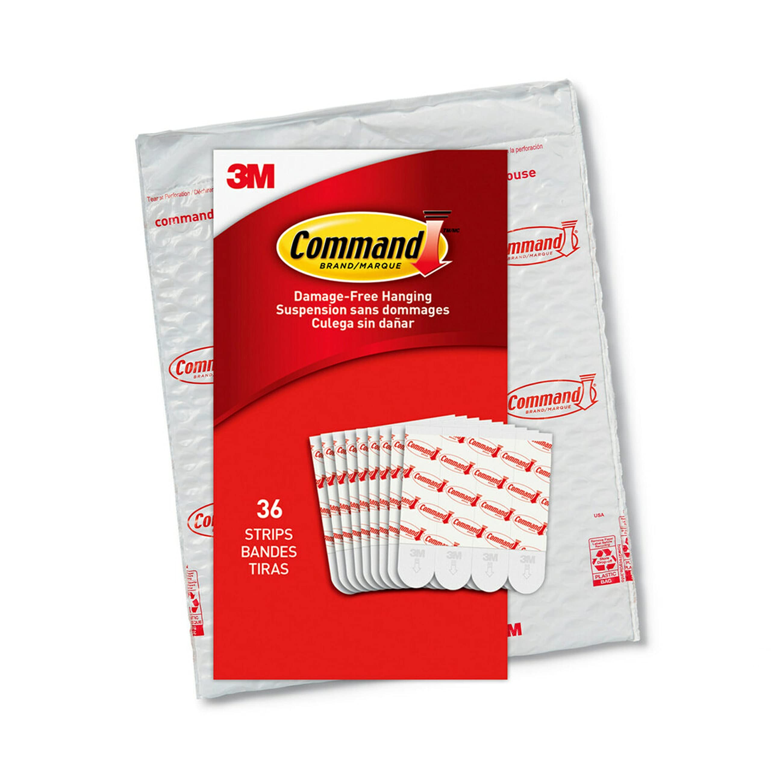 Command Medium Refill Adhesive Strips, Damage Free Hanging Adhesive Strips for Medium Indoor Wall Hooks, No Tools Removable Adhesive Strips for Living Spaces, 36 White Strips