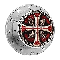 Knights Templar Cross Kitchen Timer 60 Minute Countdown Cooking Timer for Home Study