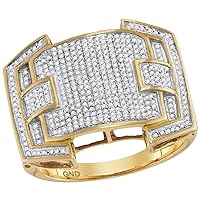 The Diamond Deal 10kt Yellow Gold Mens Round Diamond Arched Square Cluster Ring 5/8 Cttw