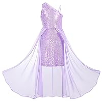 GRACE KARIN Girls Sequin Dress One Shoulder Birthday Party Prom Dresses 6-14Y
