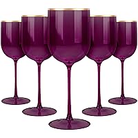 Elegant Purple Wine Glasses with Gold Rim - 12 oz. (Pack of 5) - Eye-Catching Design & Premium Quality - Perfect for Sophisticated Entertaining & Gifting