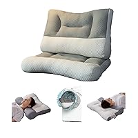 1/2 PCS Homezo Ergonomic Pillow, Super Ergonomic Bed Pillows for Back or Side Sleepers, Neck Contour Cervical Orthopedic Pillow for Neck and Shoulder Pain (2 Pcs-White+White,18.9/29inch)