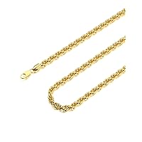 Waitsoul 925 Sterling Silver Rope Chain Lobster Clasp 2/2.5/3/4/5mm Gold/Silver Chain for Men Women Silver Necklace Chain 16/18/20/22/24/26/30 Inches