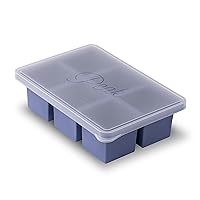 W&P Cup Cubes Silicone Freezer Tray with Lid, Blue, Makes 6 Perfect 1-Cup Portions, Freeze & Store Soup, Broth, Sauce, Leftovers, Dishwasher Safe