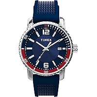 Timex Men's Dress 41mm Watch - Blue Strap Blue Dial Stainless Steel Case