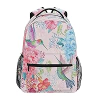 Tropical Flowers Hummingbirds Print Backpack Casual Daypacks Outdoor Sports Rucksack School Shoulder Bag for Men Women Boys Girls
