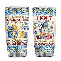 Knitting Gnomes Stainless Steel Coffee 20oz Tumbler Funny Gifts Ideas Christmas Birthday Knitting Gifts For Women Knitters Love Knitting Cute Yarn Collector Travel Mugs Knit Coffee Mug