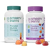 SmartyPants Prenatal and Toddler Multivitamin Gummies Bundle: Omega 3 Fish Oil (EPA/DHA), Biotin, Methylfolate, Vitamin D3, C, Vitamin B12, B6, Vitamin A, K & Zinc for Immune Support (30 Day Supply)