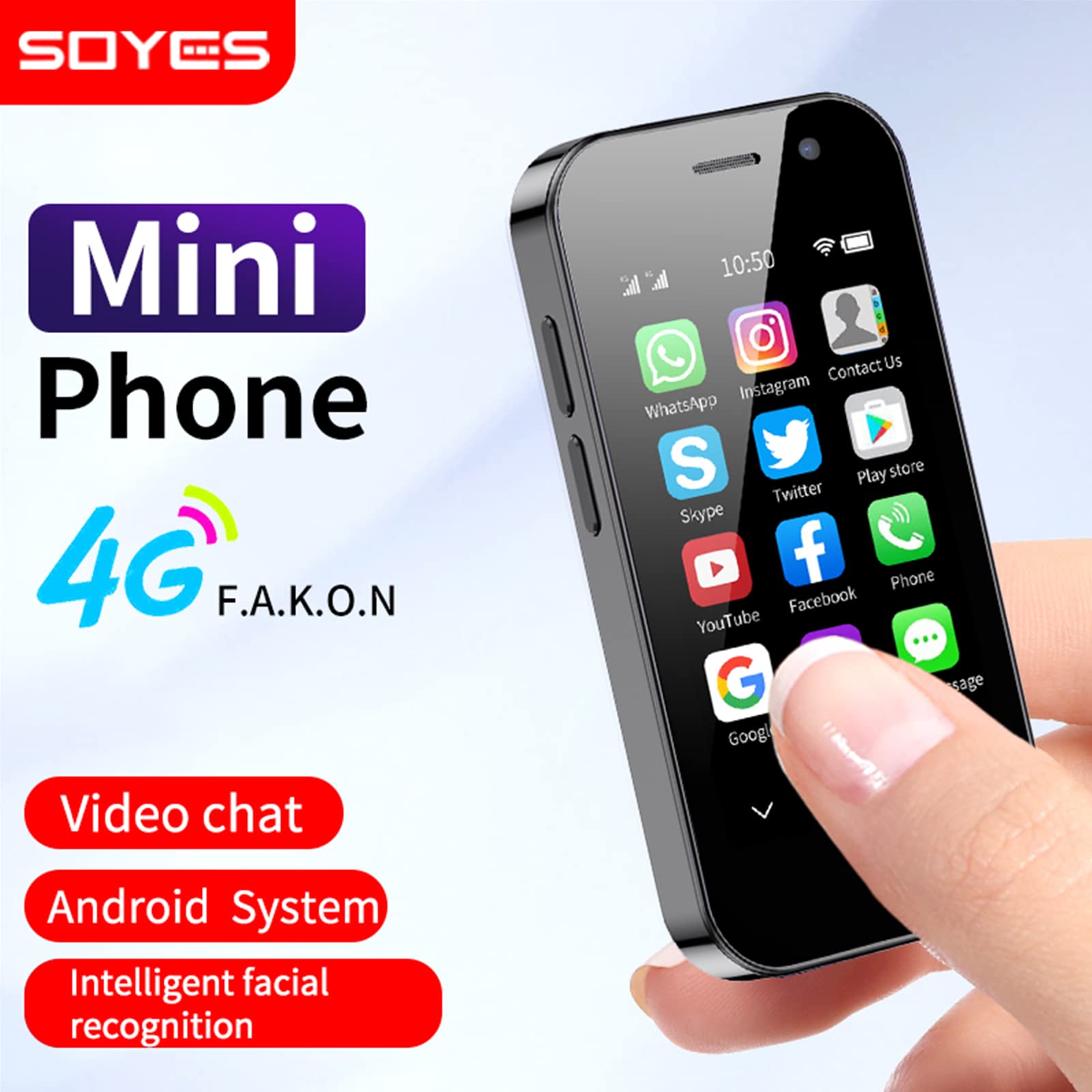 Soyes XS14Pro Mini 4G Smartphone 3.0 Inch Quad Core Dual Sim Ultra Thin Unlocked Card Mobile Phone WiFi Bluetooth Hotspot Student Pocket Cellphone (Black 3GB RAM 64GB ROM)
