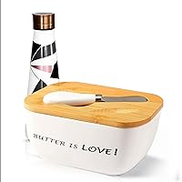 Butter Dish With 15 Oz Insulated Water Bottle Discounted Pack - Butter Dish With Lid and Thermos Water Bottle White Combination