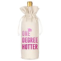 Graduation One Degree Hotter,Funny Cute Wine Bag Gift,College Graduation Gift for Him Her Grad Masters Congrats Cap-Linen Drawstring Wine Bags(5SW113)
