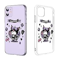 Cute Anime Case Compatible for iPhone 11 (6.1 Inch) for Girls Kids Teen,Clear with Funny Cartoon Black Purple Bunny Pattern Design Slim Soft Silicone Protection Phone Cover for iPhone 11 (6.1 Inch)