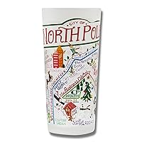 Catstudio Drinking Glass, North Pole Frosted Glass Cup for Kitchen, Bar, Everyday Drinking Cup or Cocktail Glass, 15oz Dishwasher Safe Glass Tumbler for Holiday Season, Christmas Gifts