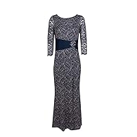 Cachet Women's Long Sleeve Two Tone Lace Gown