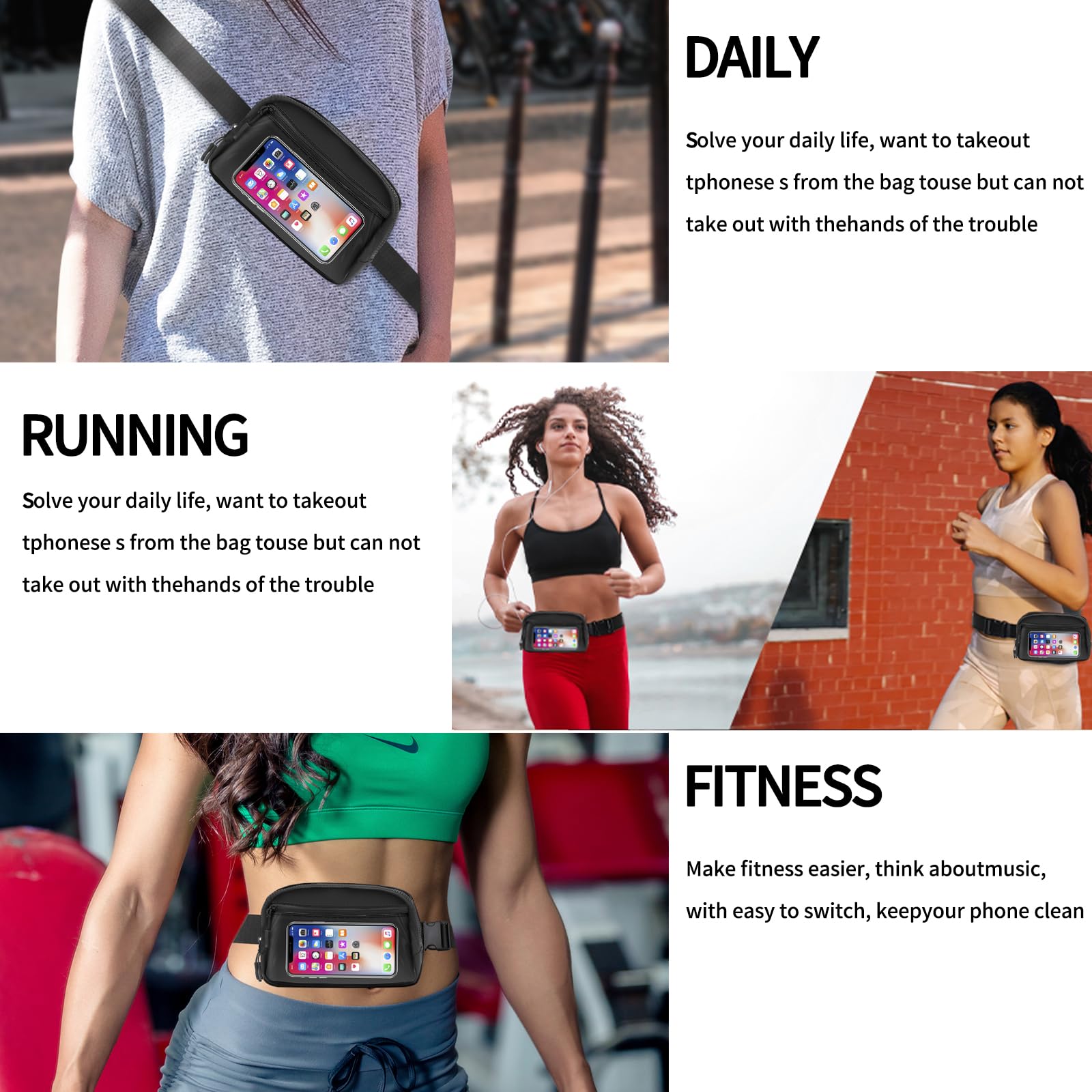 TOSTOK Fanny Packs for Women Men crossbody bags Touch Screen Running belts for phone Fashion Waist Packs with Adjustable Strap