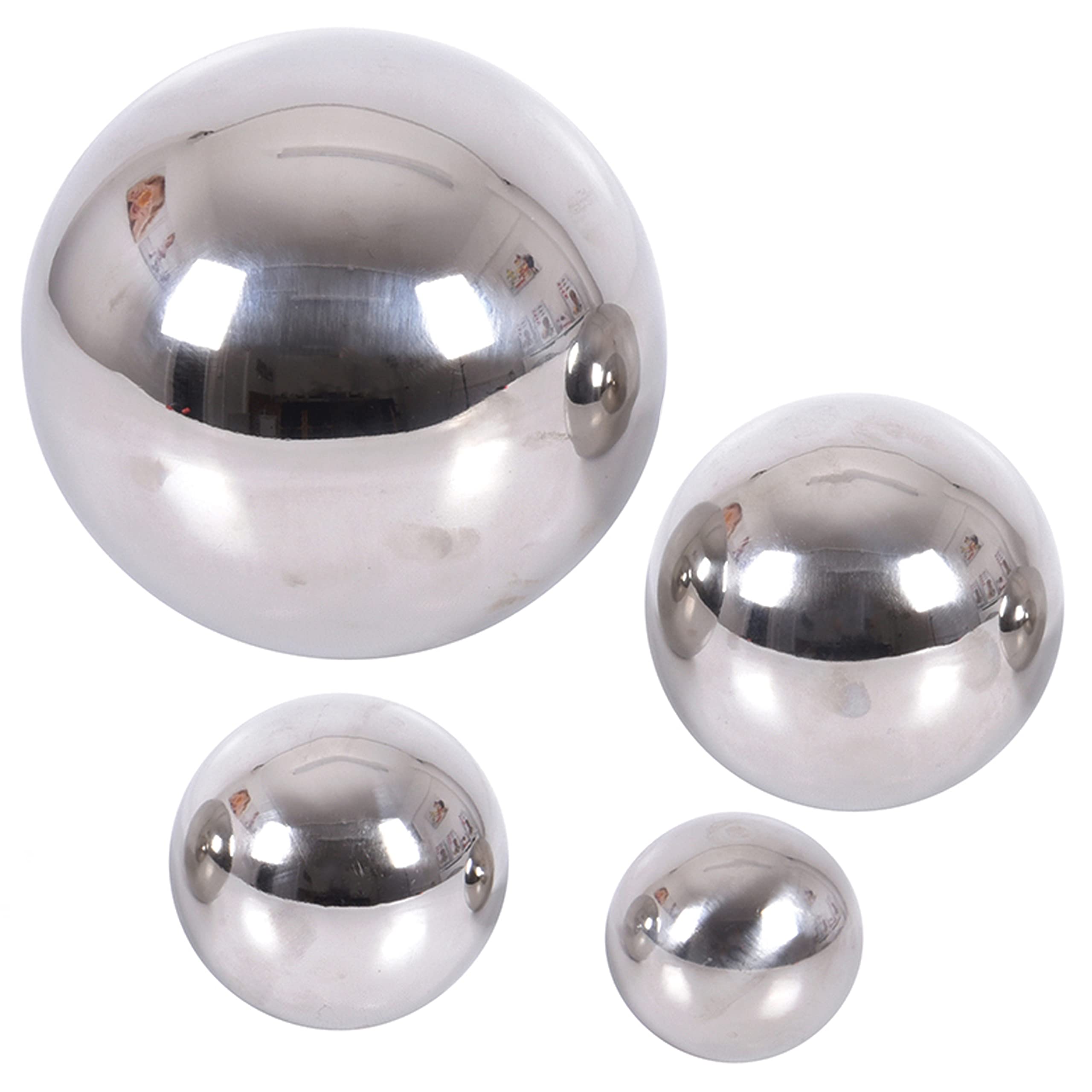 TickiT - 9322 Sensory Reflective Balls - Set of 4 - Mirrored Spheres for Babies and Toddlers - Stainless Steel Sensory Balls for Reflections and Color - For Stylish Nurseries and Bedrooms