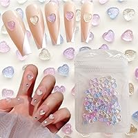 3D Heart Nail Charms Nail Art Supplies Hearts Nail Jewelry Rhinestone Shining Starry Design Heart Nail Decals for Women Girls Heart Nail Decoration Craft DIY Manicure Tips Acrylic Heart 80PCS
