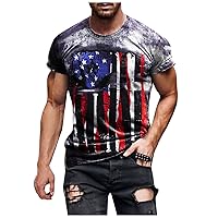 Men's Short Sleeve Tops Summer 3D Digital Printed T-Shirt Independence Day Casual Basic Shirt