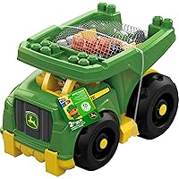 MEGA BLOKS John Deere Toddler Blocks Building Toy, Dump Truck with 25 Pieces, 1 Figure, Green, Fisher-Price Gift Ideas for Kids