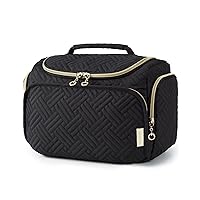 BAGSMART Travel Toiletry Bag, Large Wide-open Travel Bag for Toiletries, Makeup Cosmetic Travel Bag with Handle, Black-M