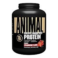 Animal Whey Isolate Protein Powder - Loaded for Pre & Post Workout Muscle Builder and Recovery with Digestive Enzymes for Men & Women - 25g Protein, Great Taste, Low Sugar - Strawberry 4 lbs