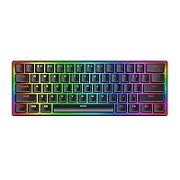 60% Keyboard Mechanical, Mini Wired Gaming Keyboard Compact 60 Percent Keyboard, RGB Backlit Hot-Swappable Red Switch Fully Programmable for Windows Laptop PC Mac,K642 Black- Transparent