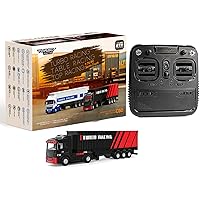 Turbo Racing 1:76 C50 RTR Tractor Remote Control Truck Four-Wheel Drive Simulated Headlights 10CH Minicar Model(Black-Red)
