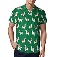 Pride Llama in Green Men's Polo Shirt Short Sleeve Sport Shirts Casual Golf T-Shirt for Work Fishing