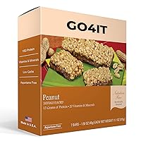 GO4IT Health Meal Replacement Bar, HIGH Protein Nutrition Bar, HIGH Fiber, LOW Calories, KETO friendly, On-the-go, Weight Loss Food Bar, 7/Box - (Peanut)
