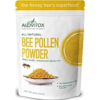 Alovitox Bee Pollen Powder | 100% Pure, Natural Raw Bee Pollen - Antioxidants, Proteins, Vitamins B6, B12, C and A, Amino Acids and More (Bee Pollen Powder, 8 oz)