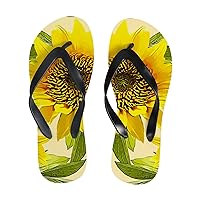 Vantaso Slim Flip Flops for Women Floral Sunflowers Leaves Yoga Mat Thong Sandals Casual Slippers