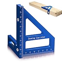 3D Woodworking Square Protractor, Triangle Ruler Scriber, 45/90 Degree Carpenter Square Aluminum Miter Woodworking Ruler,High Precision Layout Multipurpose Measuring Tool for Engineer Carpenter (Blue)