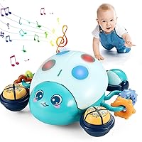 Baby Toys 6 to 12 Months Crawling Toys Tummy time Toys with Lights Music and Interactive System Music Ladybug for 6 7 8 9 10 11 12+ Month Old Christmas Birthday Gift for Baby Boys Girl, Blue
