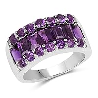 3.08 Carat Genuine Amethyst .925 Sterling Silver Ring